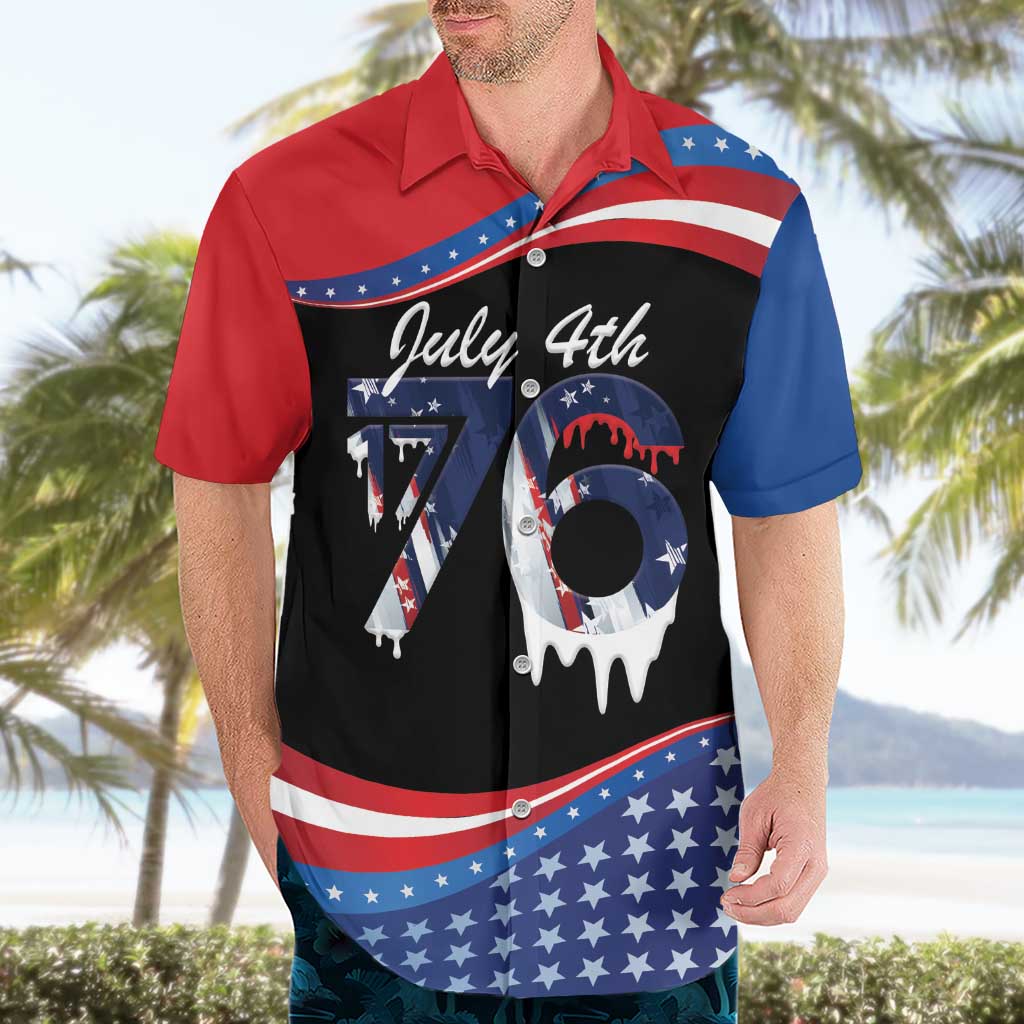Funny Ice Cream 1776 Drip Personalized Hawaiian Shirt American Flag 4th Of July