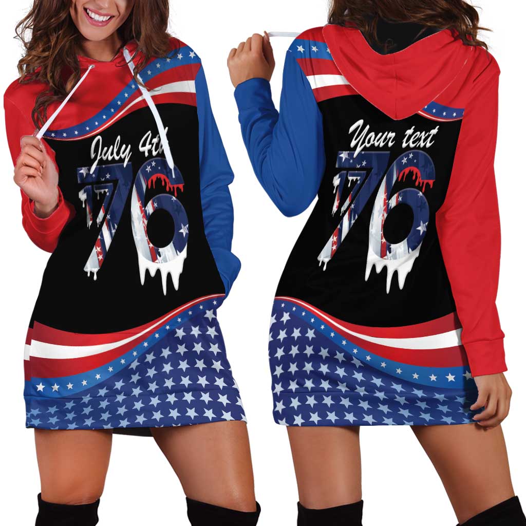 Funny Ice Cream 1776 Drip Personalized Hoodie Dress American Flag 4th Of July