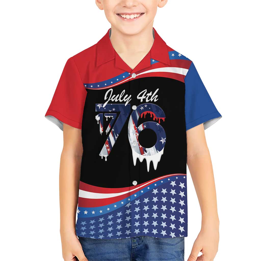 Funny Ice Cream 1776 Drip Personalized Kid Hawaiian Shirt American Flag 4th Of July