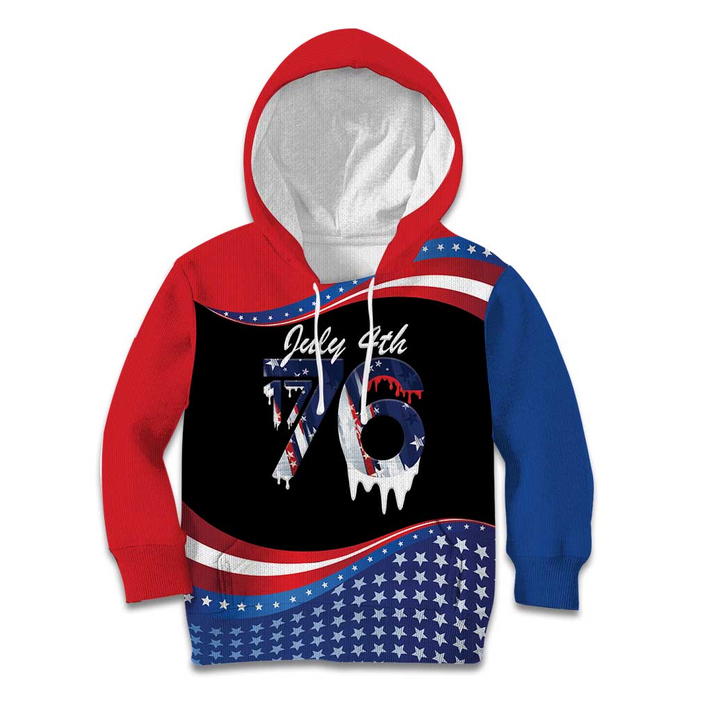 Funny Ice Cream 1776 Drip Personalized Kid Hoodie American Flag 4th Of July