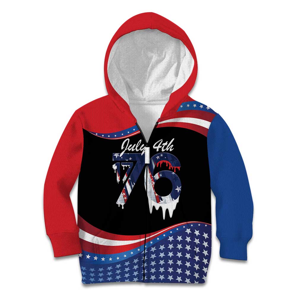 Funny Ice Cream 1776 Drip Personalized Kid Hoodie American Flag 4th Of July