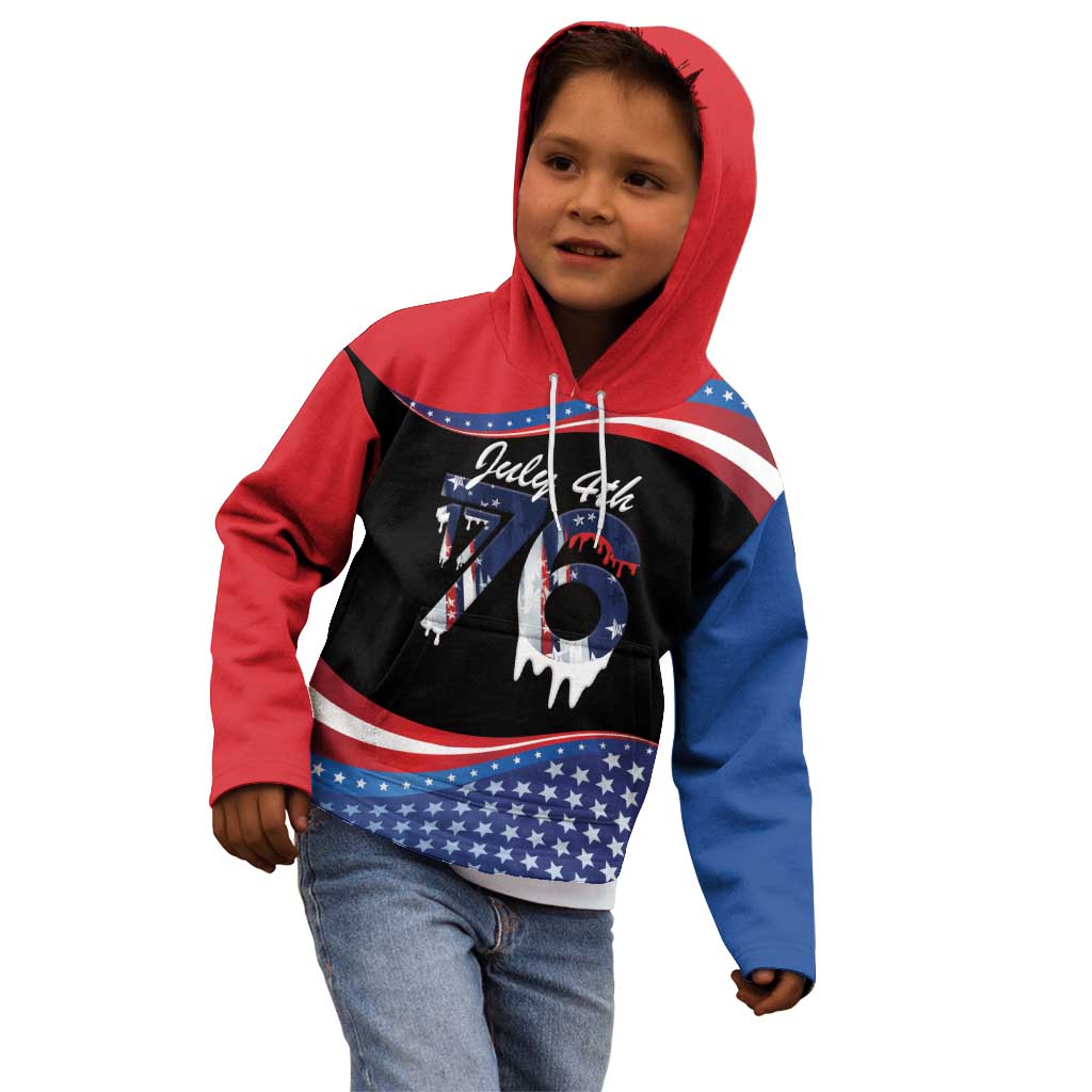 Funny Ice Cream 1776 Drip Personalized Kid Hoodie American Flag 4th Of July