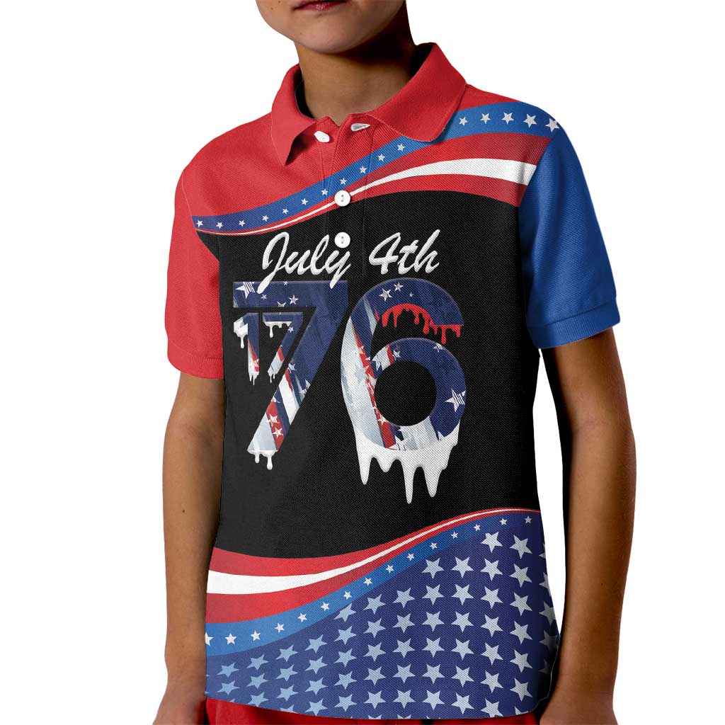 Funny Ice Cream 1776 Drip Personalized Kid Polo Shirt American Flag 4th Of July