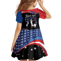 Funny Ice Cream 1776 Drip Personalized Kid Short Sleeve Dress American Flag 4th Of July