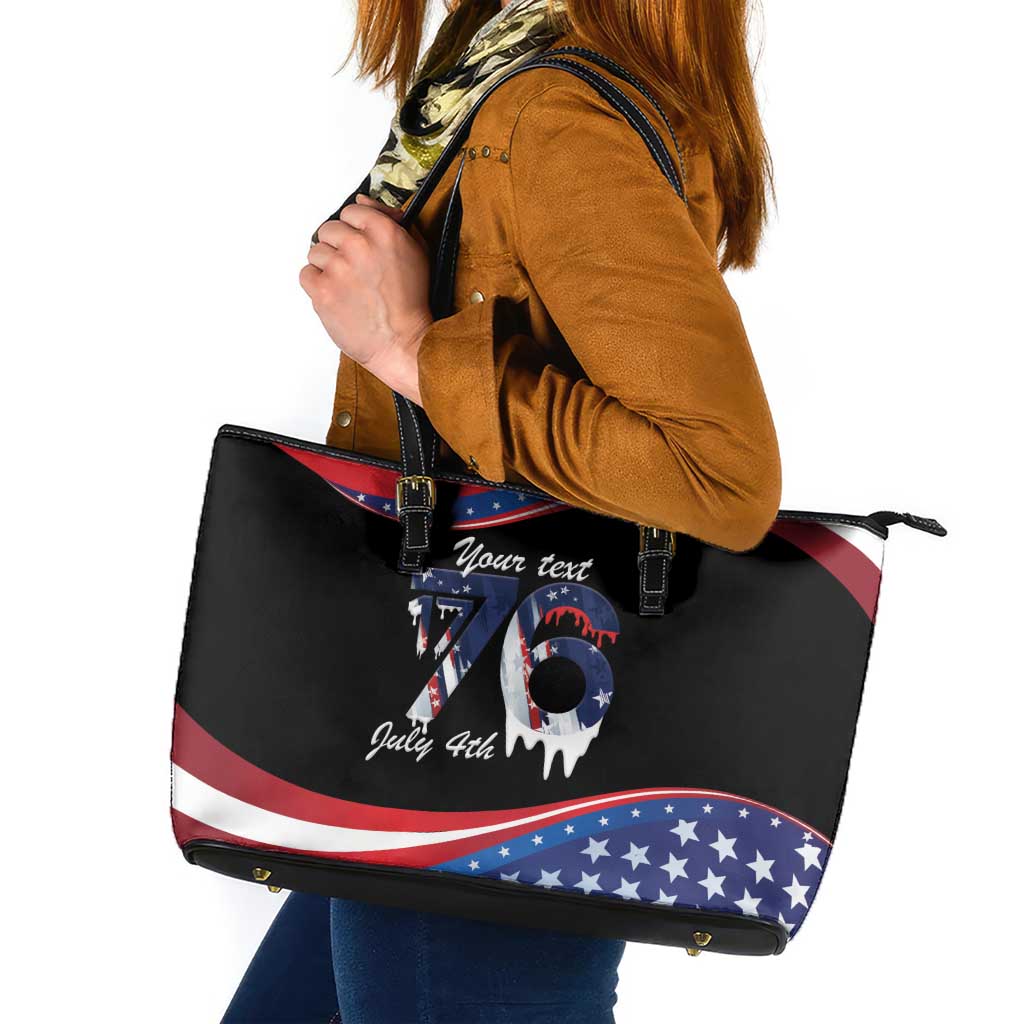 Funny Ice Cream 1776 Drip Personalized Leather Tote Bag American Flag 4th Of July