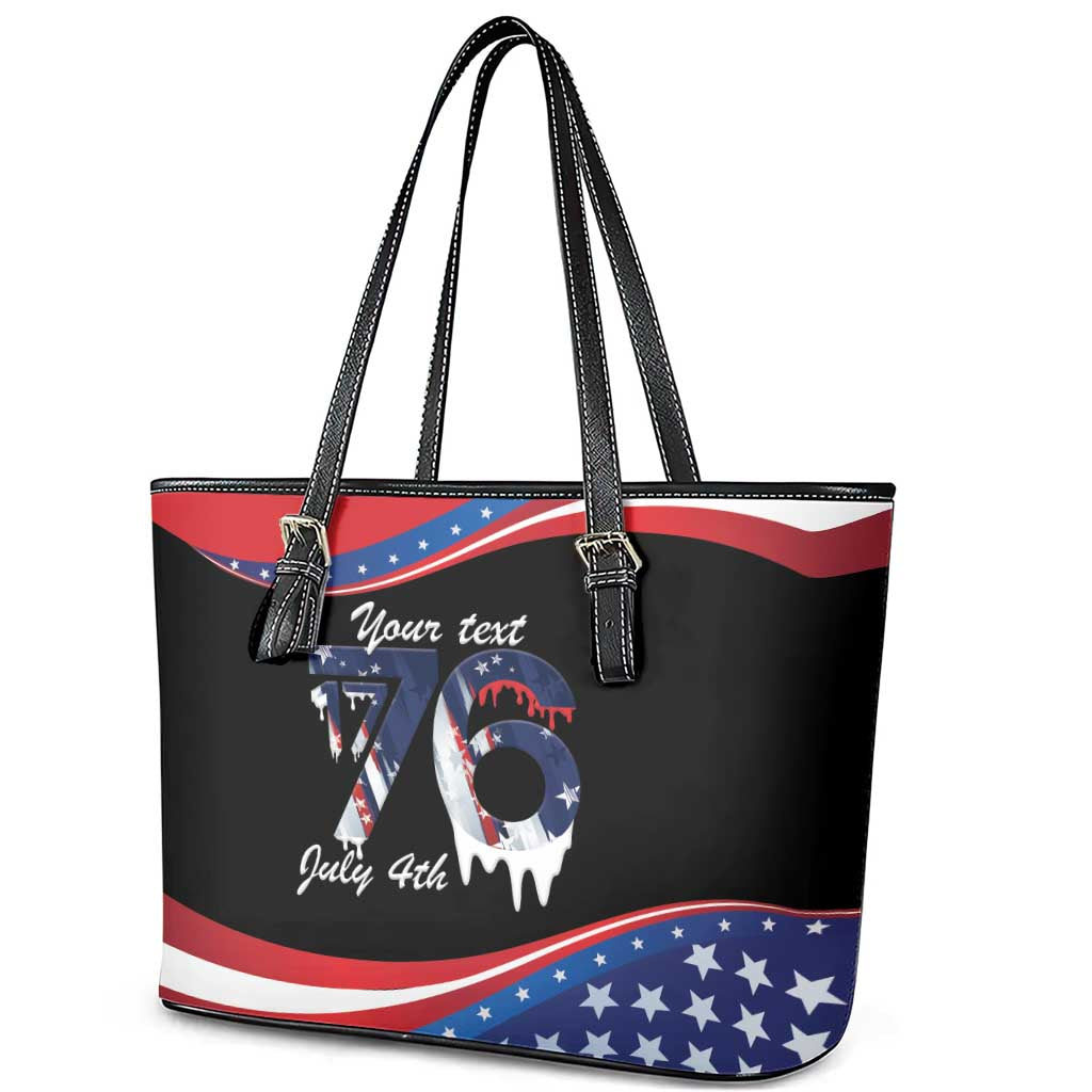 Funny Ice Cream 1776 Drip Personalized Leather Tote Bag American Flag 4th Of July