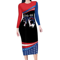 Funny Ice Cream 1776 Drip Personalized Long Sleeve Bodycon Dress American Flag 4th Of July