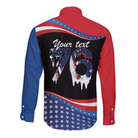 Funny Ice Cream 1776 Drip Personalized Long Sleeve Button Shirt American Flag 4th Of July