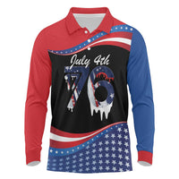 Funny Ice Cream 1776 Drip Personalized Long Sleeve Polo Shirt American Flag 4th Of July