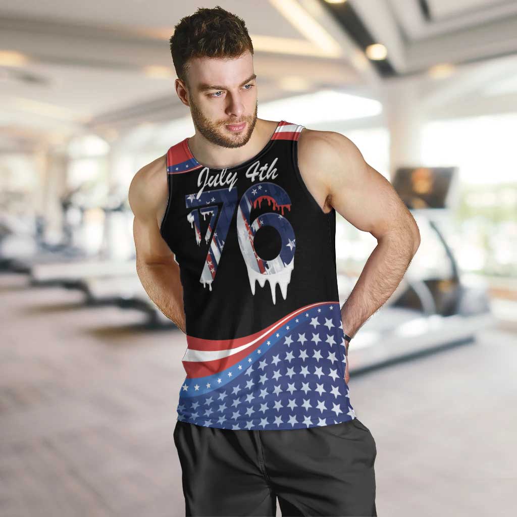Funny Ice Cream 1776 Drip Personalized Men Tank Top American Flag 4th Of July