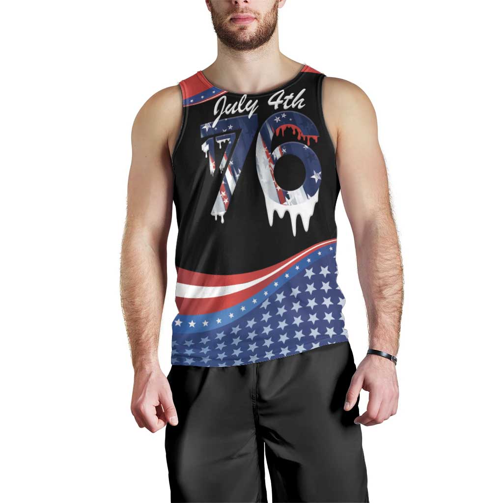 Funny Ice Cream 1776 Drip Personalized Men Tank Top American Flag 4th Of July