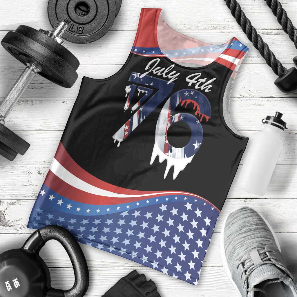 Funny Ice Cream 1776 Drip Personalized Men Tank Top American Flag 4th Of July