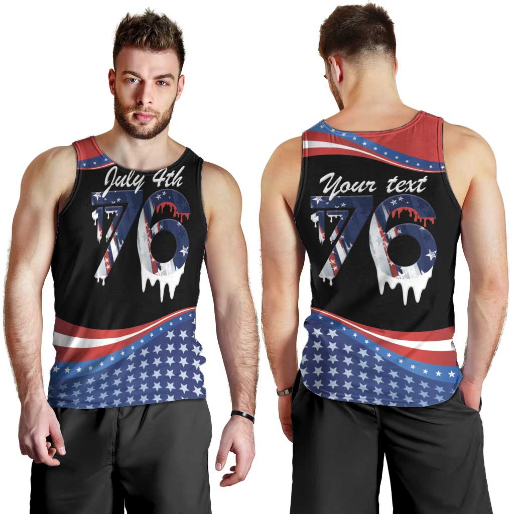 Funny Ice Cream 1776 Drip Personalized Men Tank Top American Flag 4th Of July