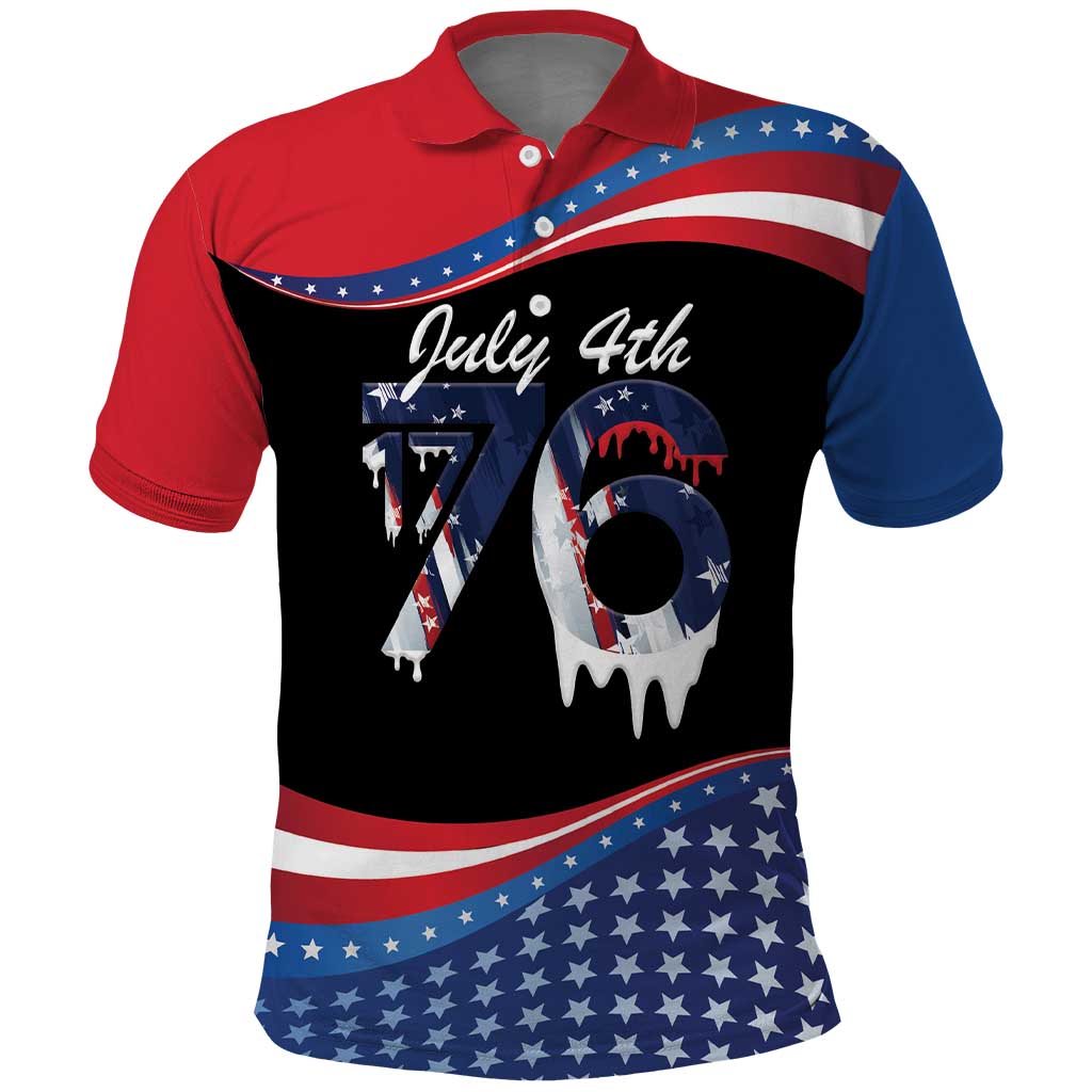 Funny Ice Cream 1776 Drip Personalized Polo Shirt American Flag 4th Of July