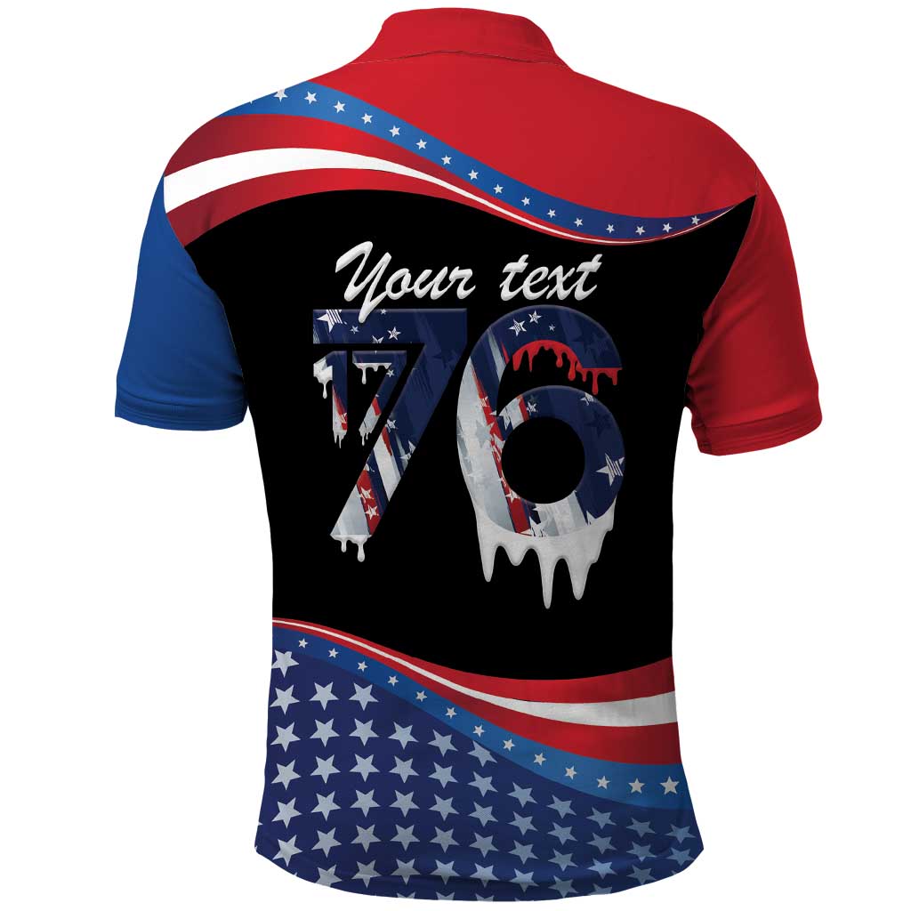 Funny Ice Cream 1776 Drip Personalized Polo Shirt American Flag 4th Of July