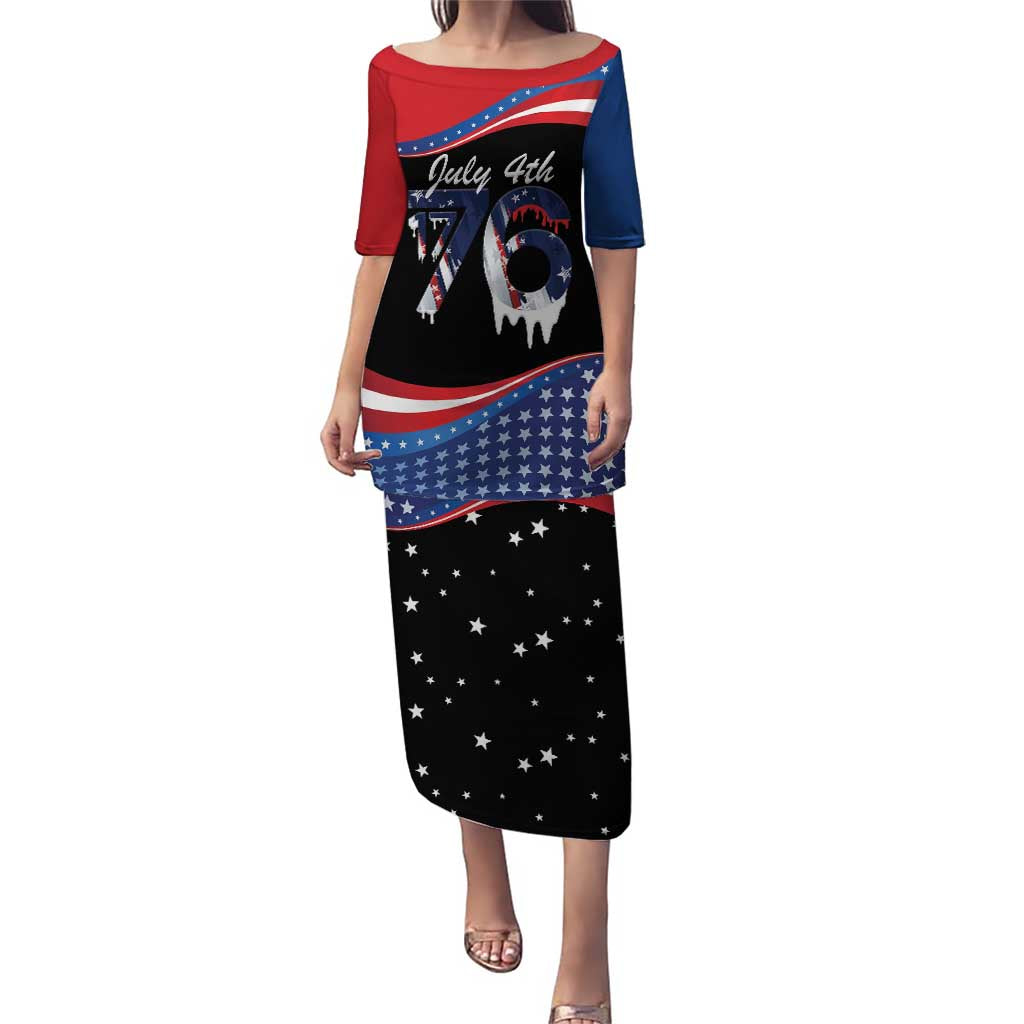Funny Ice Cream 1776 Drip Personalized Puletasi American Flag 4th Of July