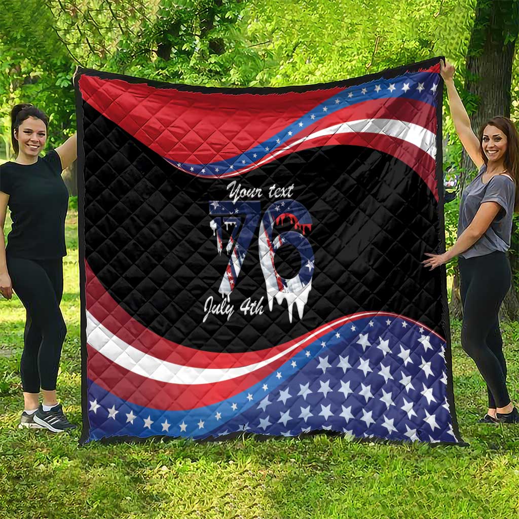 Funny Ice Cream 1776 Drip Personalized Quilt American Flag 4th Of July