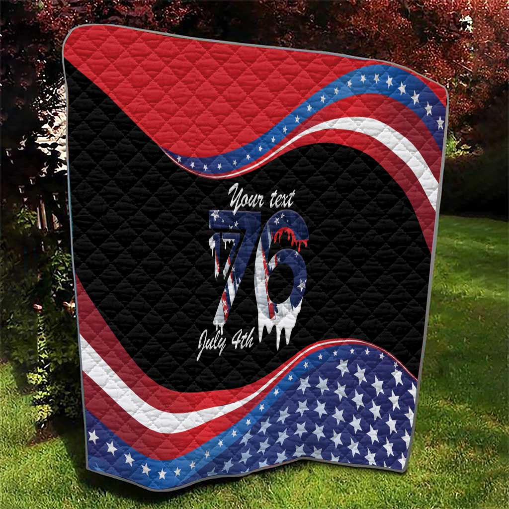 Funny Ice Cream 1776 Drip Personalized Quilt American Flag 4th Of July