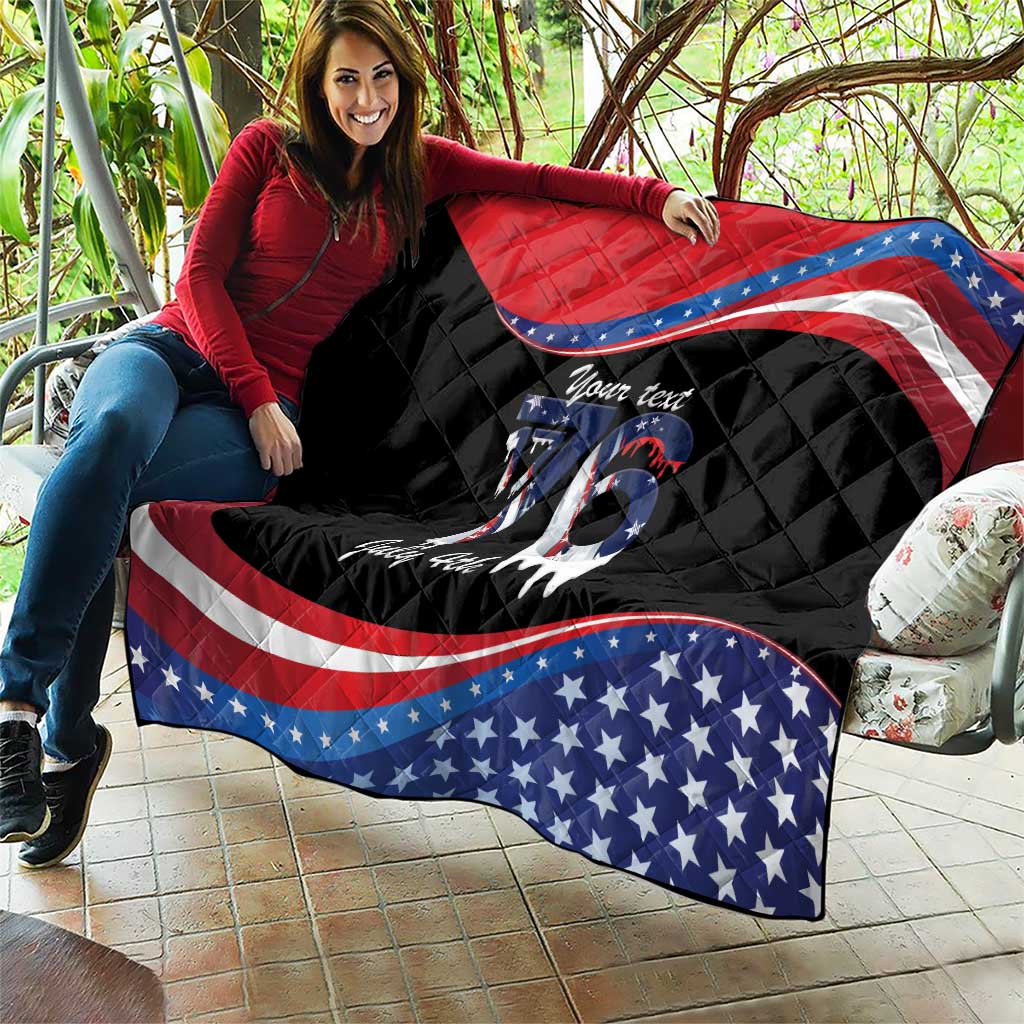 Funny Ice Cream 1776 Drip Personalized Quilt American Flag 4th Of July