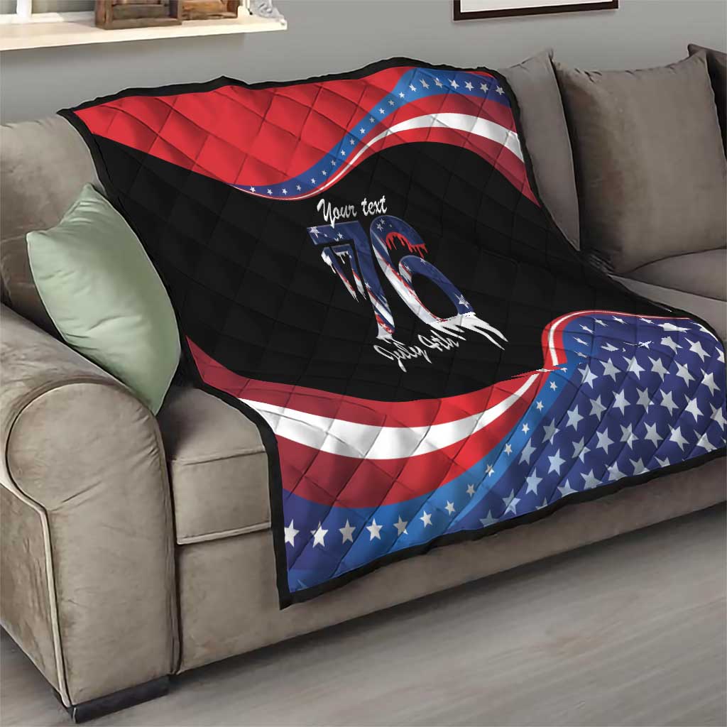 Funny Ice Cream 1776 Drip Personalized Quilt American Flag 4th Of July