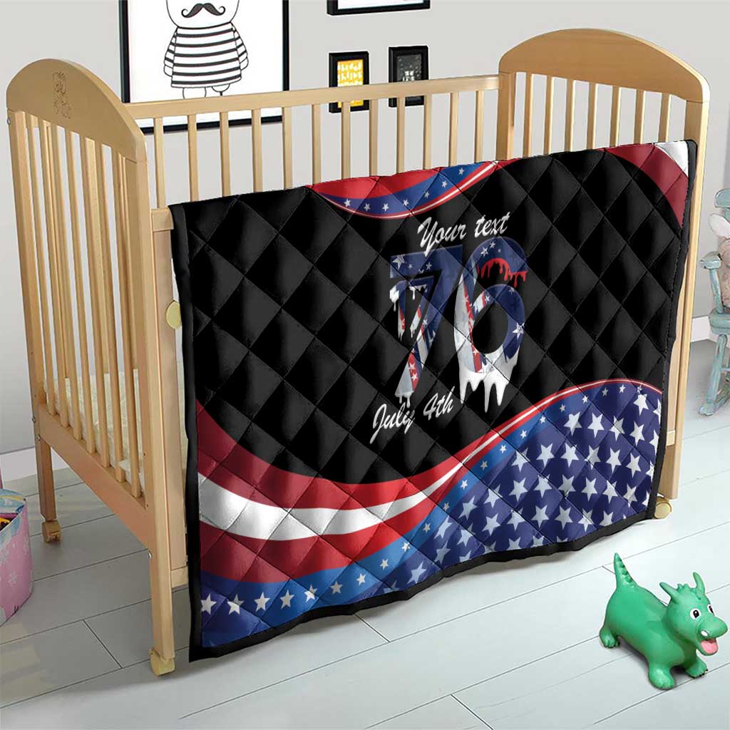 Funny Ice Cream 1776 Drip Personalized Quilt American Flag 4th Of July
