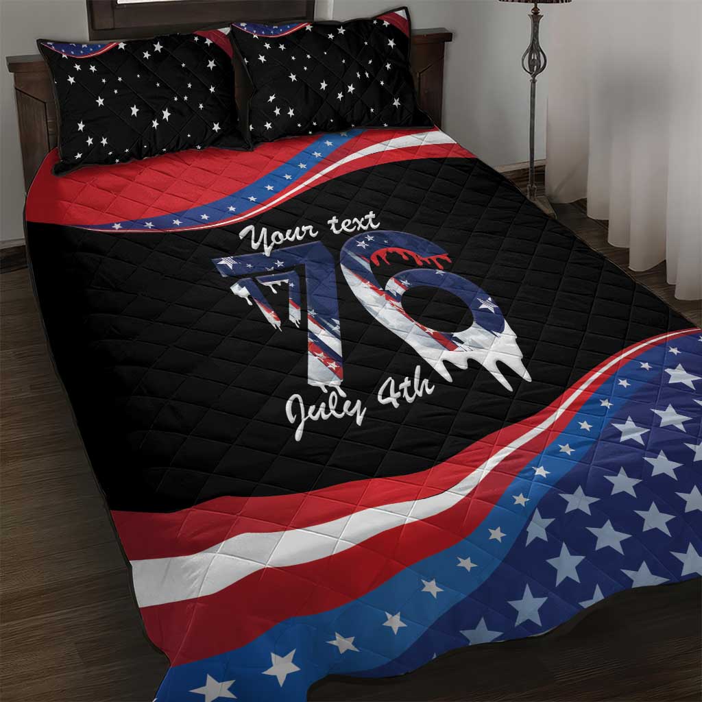 Funny Ice Cream 1776 Drip Personalized Quilt Bed Set American Flag 4th Of July