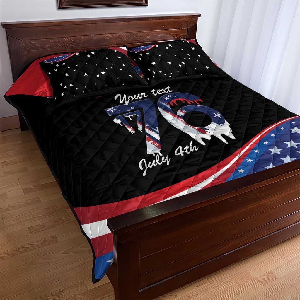 Funny Ice Cream 1776 Drip Personalized Quilt Bed Set American Flag 4th Of July