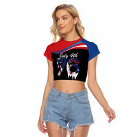 Funny Ice Cream 1776 Drip Personalized Raglan Cropped T Shirt American Flag 4th Of July