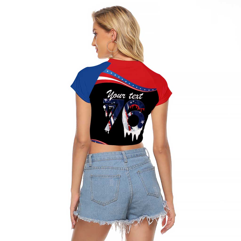 Funny Ice Cream 1776 Drip Personalized Raglan Cropped T Shirt American Flag 4th Of July