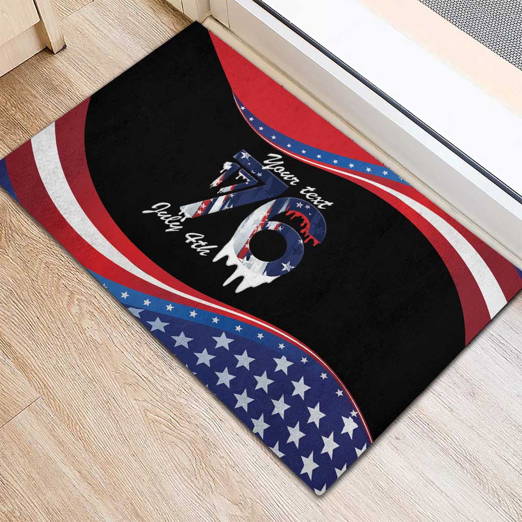 Funny Ice Cream 1776 Drip Personalized Rubber Doormat American Flag 4th Of July
