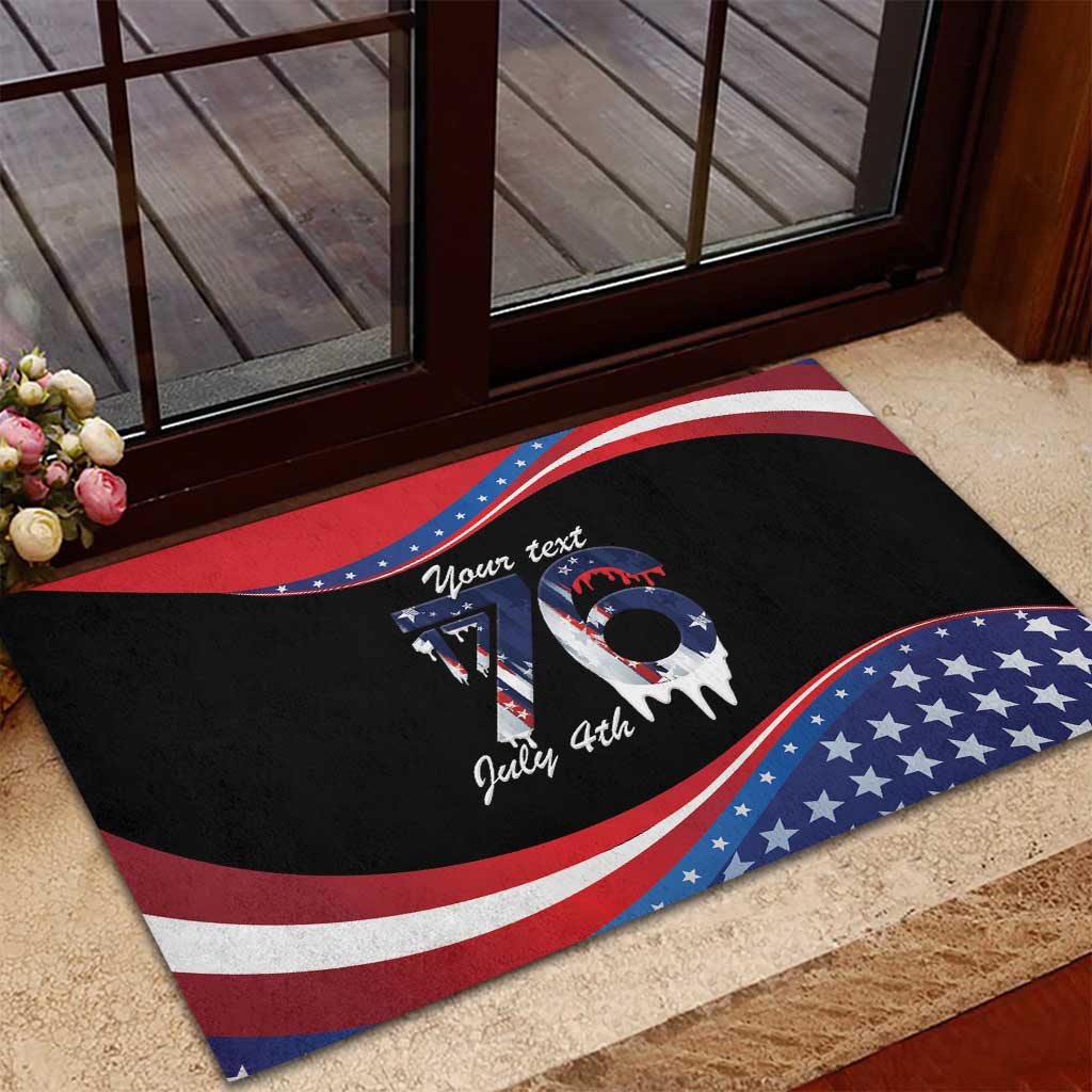 Funny Ice Cream 1776 Drip Personalized Rubber Doormat American Flag 4th Of July