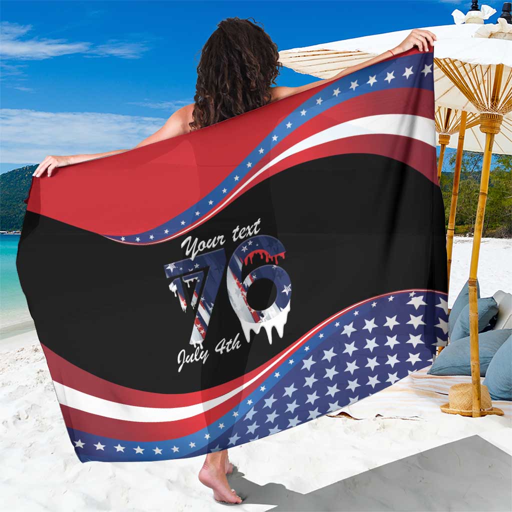 Funny Ice Cream 1776 Drip Personalized Sarong American Flag 4th Of July