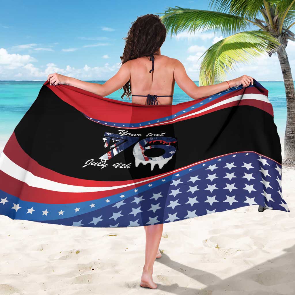 Funny Ice Cream 1776 Drip Personalized Sarong American Flag 4th Of July