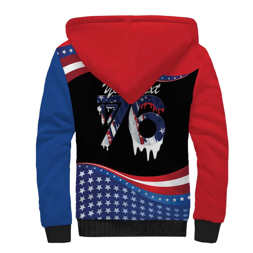 Funny Ice Cream 1776 Drip Personalized Sherpa Hoodie American Flag 4th Of July