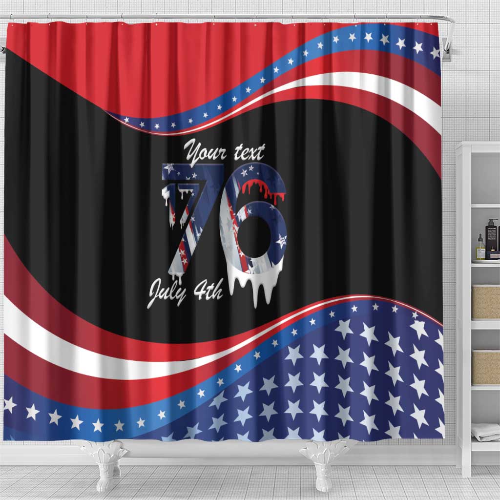 Funny Ice Cream 1776 Drip Personalized Shower Curtain American Flag 4th Of July