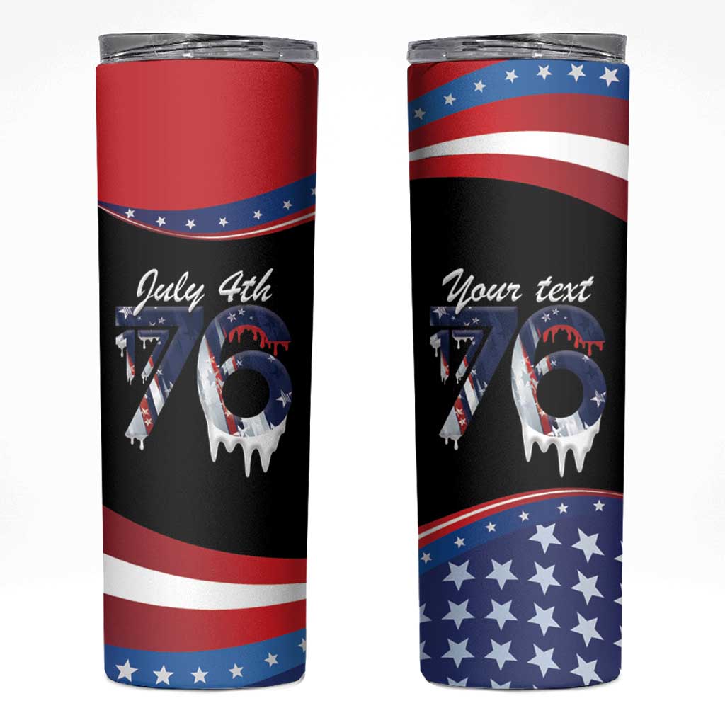 Funny Ice Cream 1776 Drip Personalized Skinny Tumbler American Flag 4th Of July