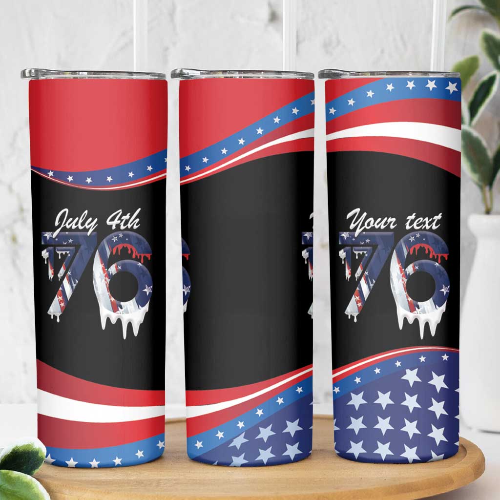 Funny Ice Cream 1776 Drip Personalized Skinny Tumbler American Flag 4th Of July