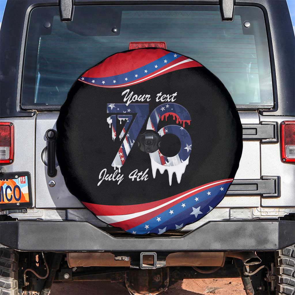 Funny Ice Cream 1776 Drip Personalized Spare Tire Cover American Flag 4th Of July