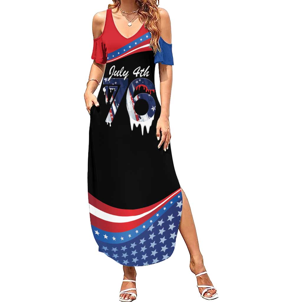Funny Ice Cream 1776 Drip Personalized Summer Maxi Dress American Flag 4th Of July