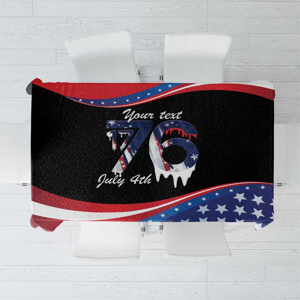 Funny Ice Cream 1776 Drip Personalized Tablecloth American Flag 4th Of July