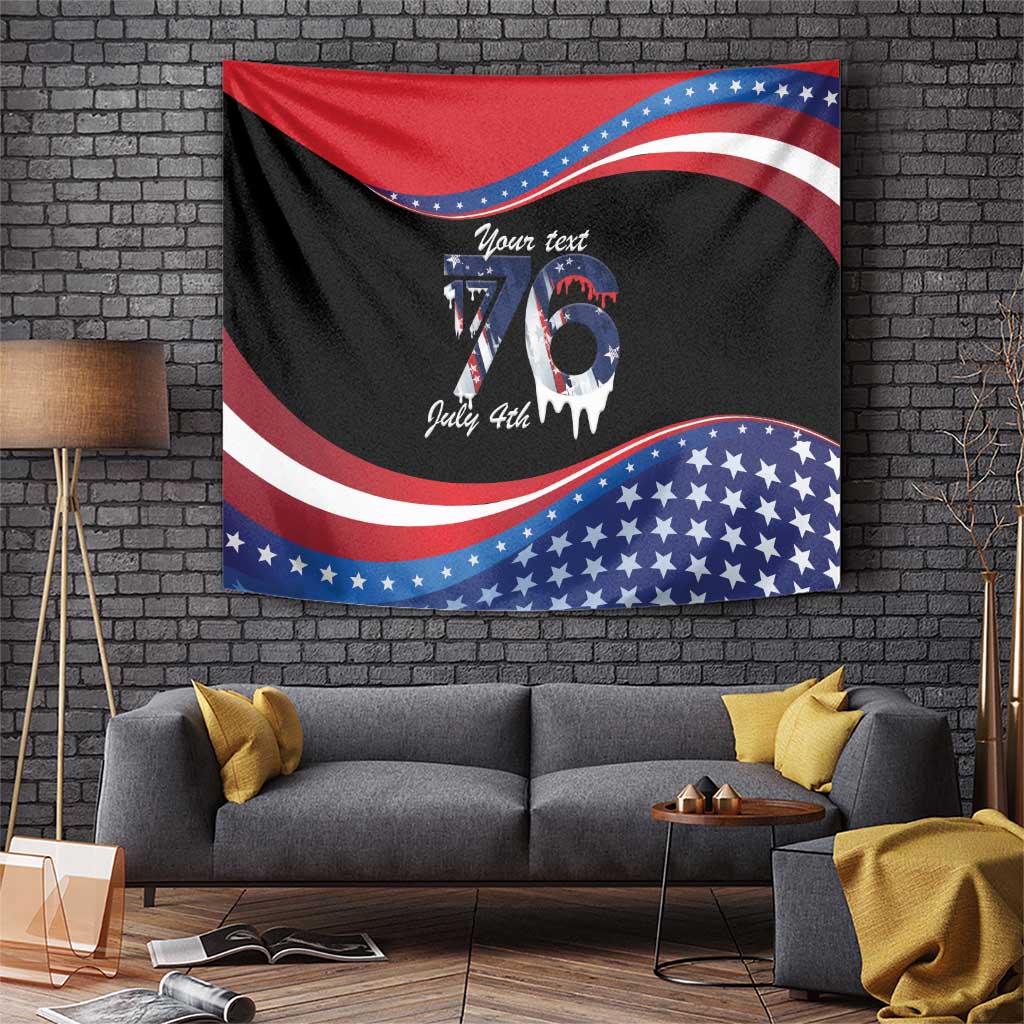 Funny Ice Cream 1776 Drip Personalized Tapestry American Flag 4th Of July