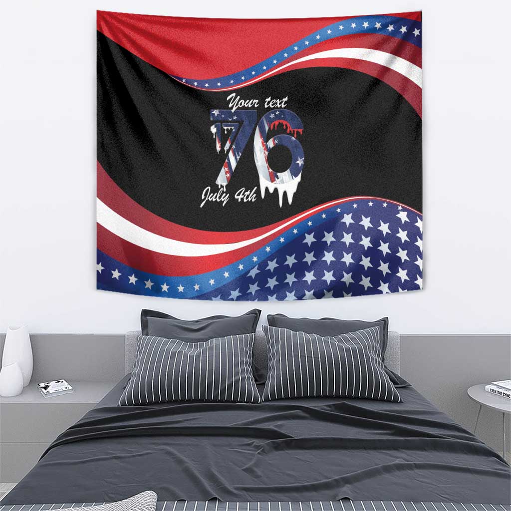 Funny Ice Cream 1776 Drip Personalized Tapestry American Flag 4th Of July