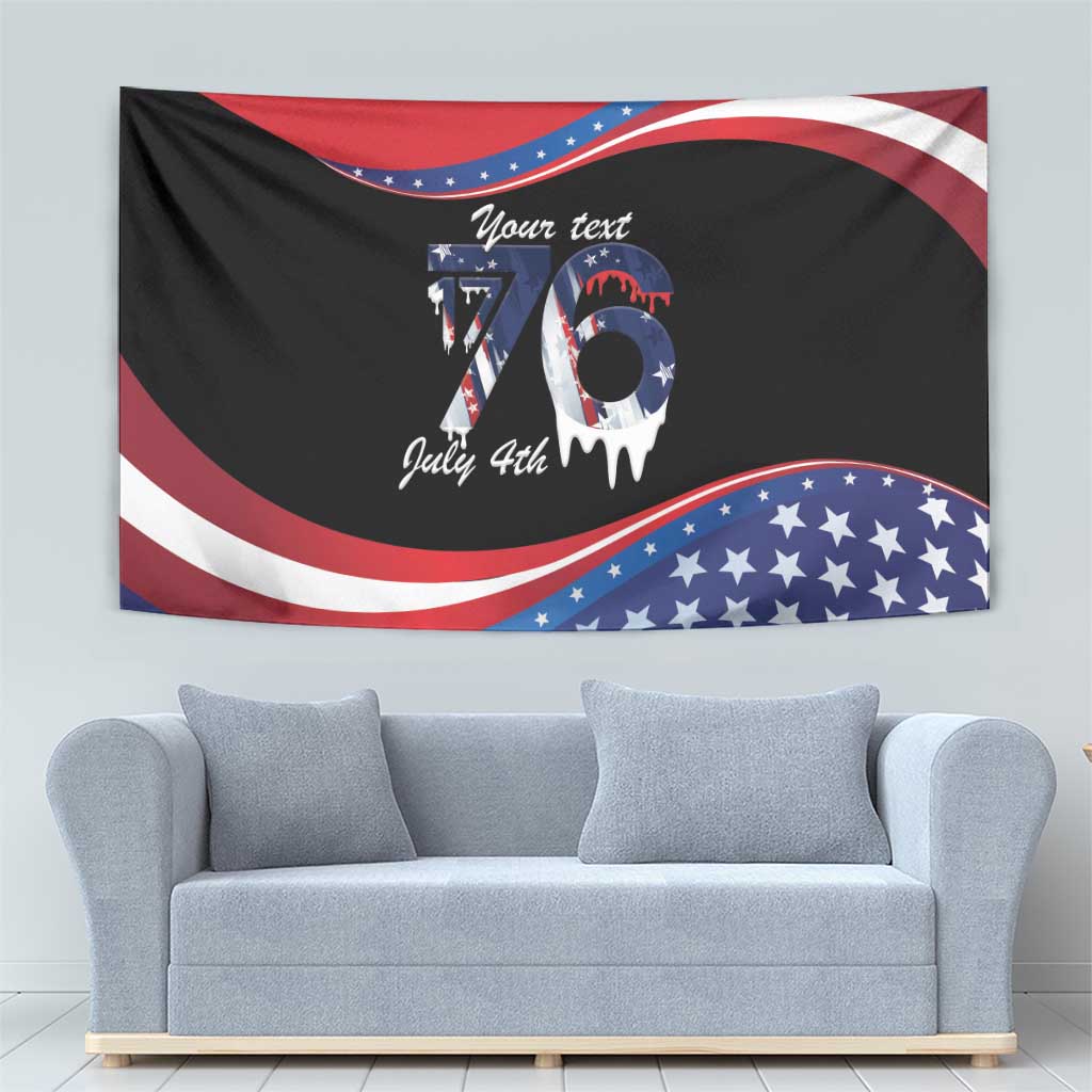 Funny Ice Cream 1776 Drip Personalized Tapestry American Flag 4th Of July