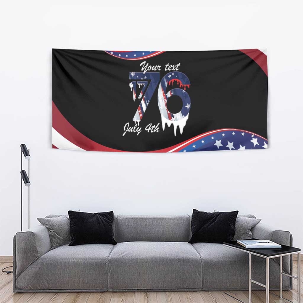 Funny Ice Cream 1776 Drip Personalized Tapestry American Flag 4th Of July