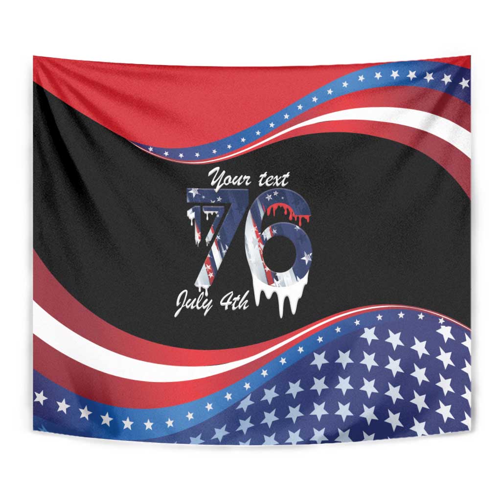 Funny Ice Cream 1776 Drip Personalized Tapestry American Flag 4th Of July
