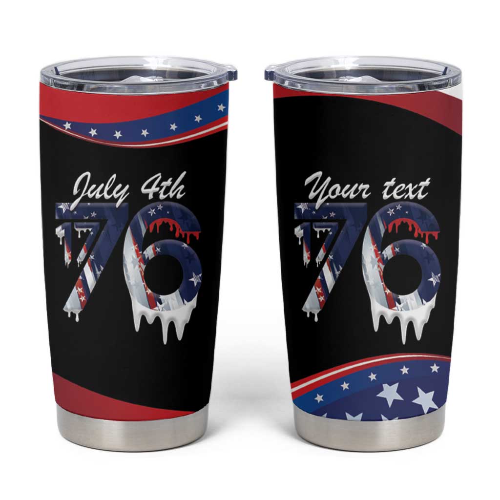 Funny Ice Cream 1776 Drip Personalized Tumbler Cup American Flag 4th Of July