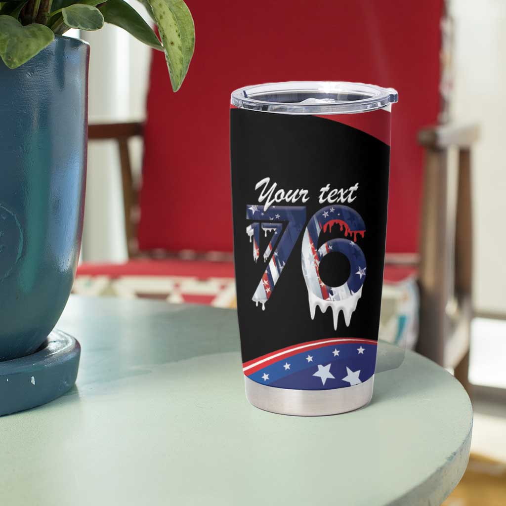 Funny Ice Cream 1776 Drip Personalized Tumbler Cup American Flag 4th Of July