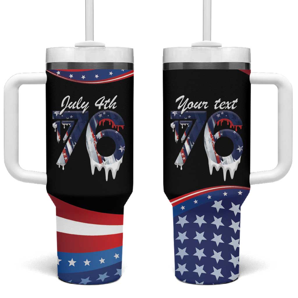 Funny Ice Cream 1776 Drip Personalized Tumbler With Handle American Flag 4th Of July