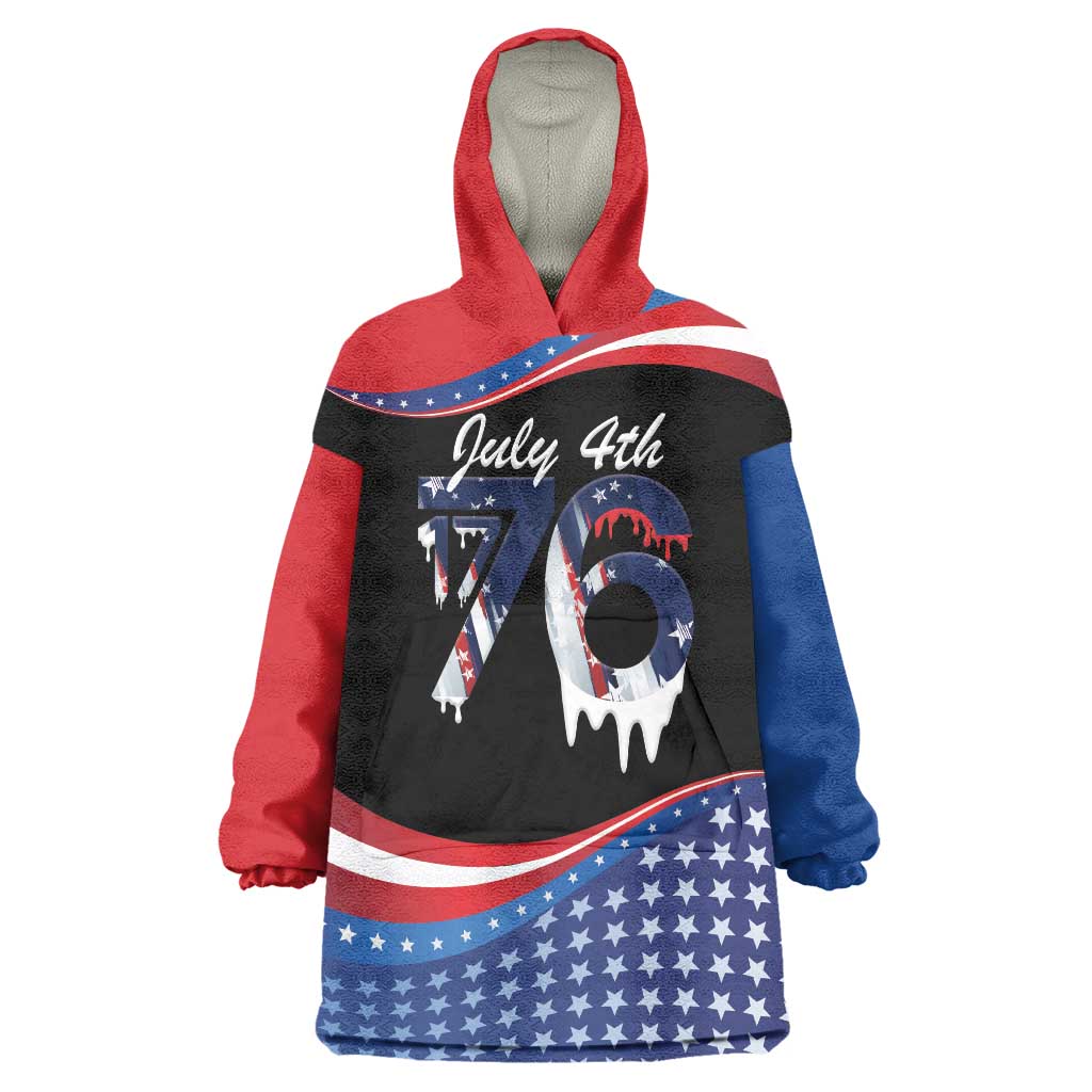 Funny Ice Cream 1776 Drip Personalized Wearable Blanket Hoodie American Flag 4th Of July