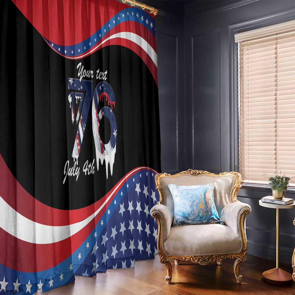 Funny Ice Cream 1776 Drip Personalized Window Curtain American Flag 4th Of July